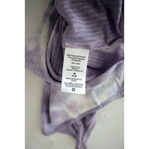 Sunset & Sixth 70987A04 Women's Sz Medium Purple Tie Dye Ribbed Thong Bodysuit - Picture 5 of 5